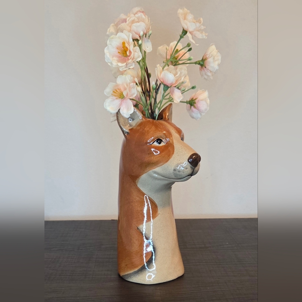 Anthropologie Corgi Dog Ceramic Bud Vase | Cute Animal Planter / Home Decor - Picture 2 of 6